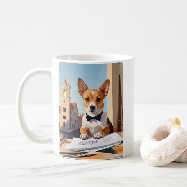 Charming Corgi Architect Dog Lover Coffee Mug (With Donut)