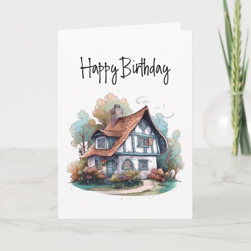 Charming Cottage Happy Birthday Card