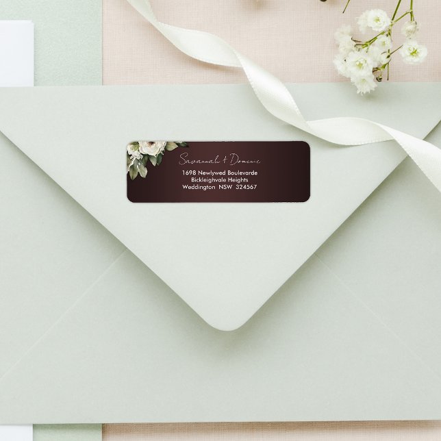 Charming Cottage Roses on Marsala Wedding  Label (Creator Uploaded)