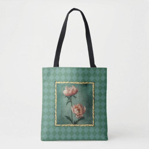 Charming Cottage Style Peony Print Tote Bag