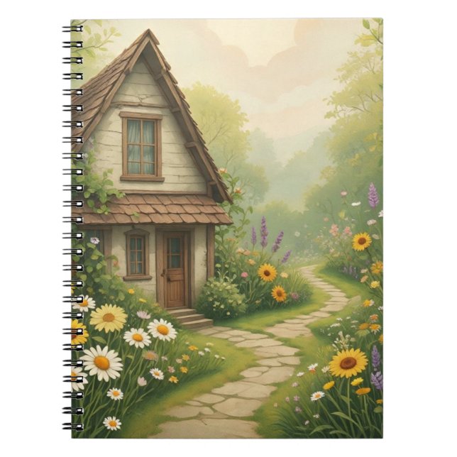 Charming Cottage Whimsical Flower Garden Notebook  (Front)