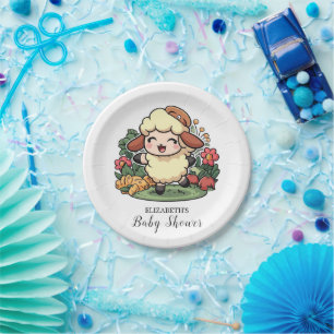 Charming Cottagecore Sheep Baby Shower Paper Plates