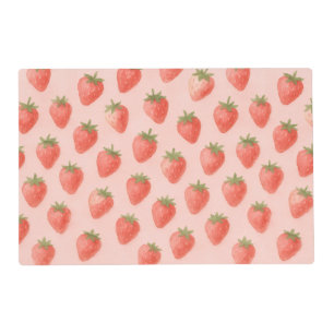 Charming Cottagecore Watercolor Strawberry Pattern Placemat