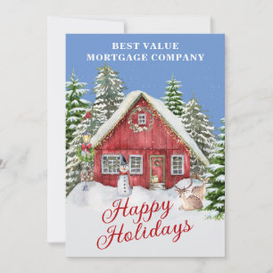 Charming Country Scene Happy Holidays Business Holiday Card