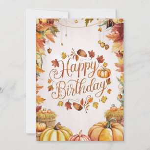 Charming Cozy Autumn Fall Happy Birthday Card