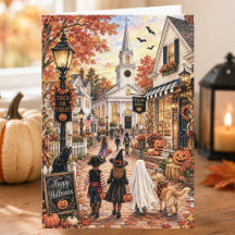 Charming Cozy New England Village Happy Halloween
