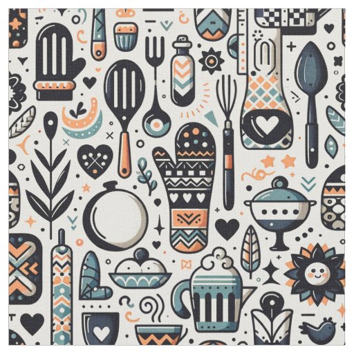 Charming Crafting Fabric - Whimsical Kitchen Theme