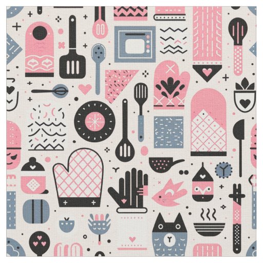 Charming Crafting Fabric - Whimsical Kitchen Theme