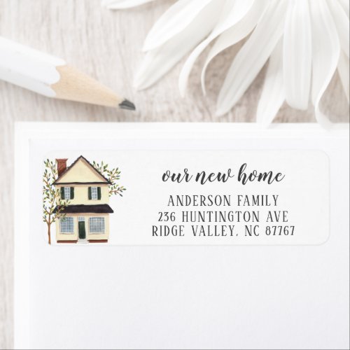 Charming Cream House New Home Address Label