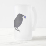 Charming crow glitter gift with bow frosted glass beer mug<br><div class="desc">Spread cheer with this cute crow. Charm the Crow Gift Shari Pedowitz,  2024,  artistshari.com. Shari Pedowitz Artistic Empire LLC. All rights reserved.</div>