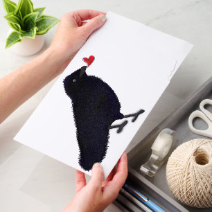 Charming crow glitter heart envelope mailers