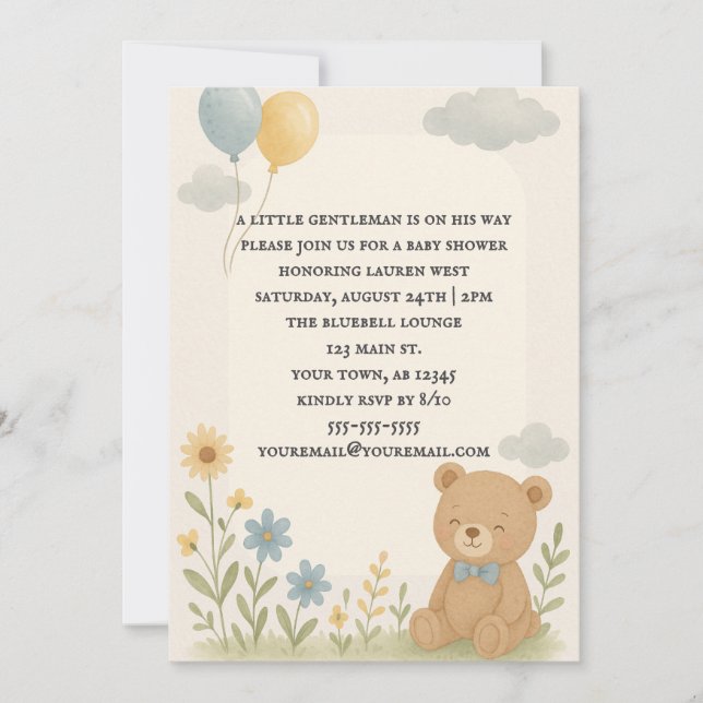 Charming Cub Baby Shower Invitation (Front)