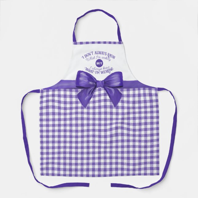 Charming Culinary Comedy: The Purple Vichy Apron  (Front)