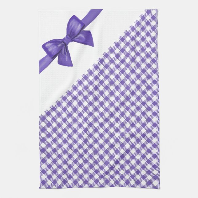Charming Culinary Comedy: The Purple Vichy Kitchen Towel (Vertical)