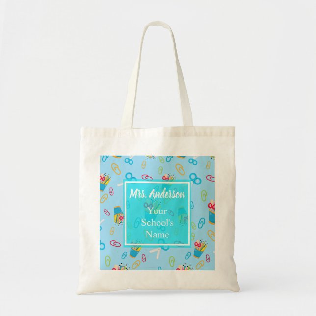 Charming Custom Teacher Supply Tote Bag (Front)