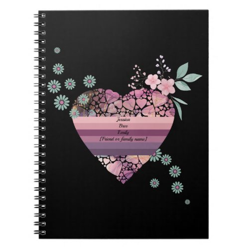Charming customizable purple heart for loved ones notebook