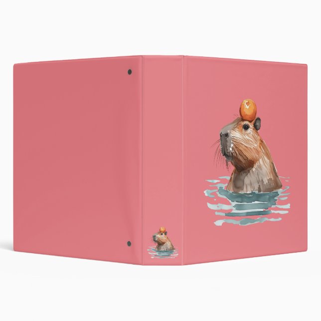 Charming Cute Capybara with Orange 3 Ring Binder (Background)