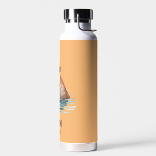 Charming Cute Capybara with Orange and Kids Name Water Bottle