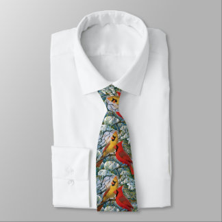 Charming Cute Cardinal Birds Christmas Men's Neck Tie