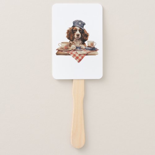 Charming Cute Dog with American Hat on 4th of July Hand Fan