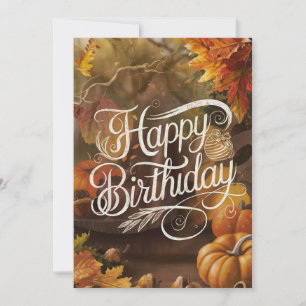 Charming Cute Forest Autumn Fall Happy Birthday Card