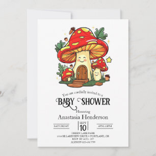 Charming Cute Mushroom Baby Shower Invitation