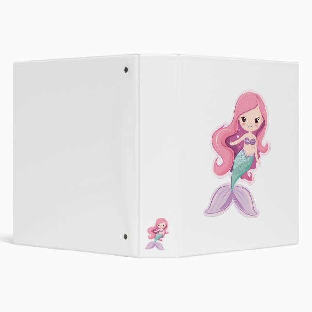 Charming Cute Pastel Mermaid 3 Ring Binder (Background)