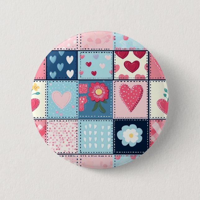 Charming Cute Patchwork Design  Button (Front)