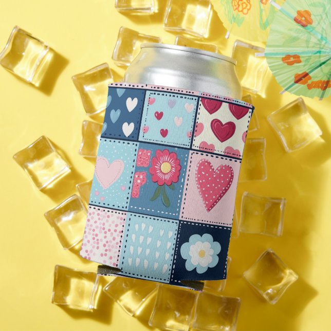 Charming Cute Patchwork Design  Can Cooler (In Situ Summer)