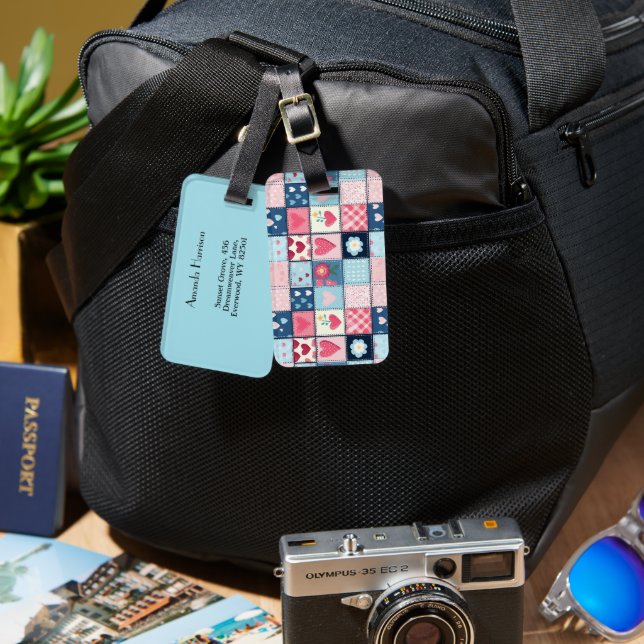 Charming Cute Patchwork Design  Luggage Tag (Front & Back)