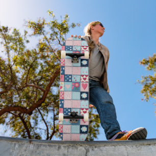 Charming Cute Patchwork Design Skateboard