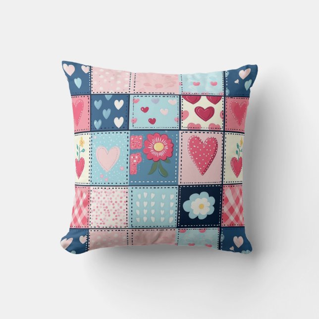 Charming Cute Patchwork Design  Throw Pillow (Front)