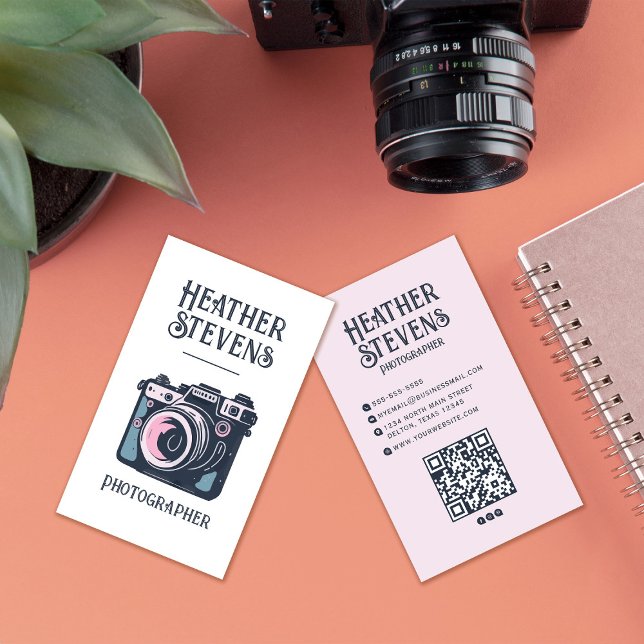 Charming Cute Retro Camera Cool Photographer Business Card (Creator Uploaded)