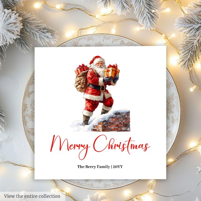 Charming Cute Santa Claus Stylish Watercolor Party Napkins (Charming Santa Claus Stylish Watercolor Party Napkin)