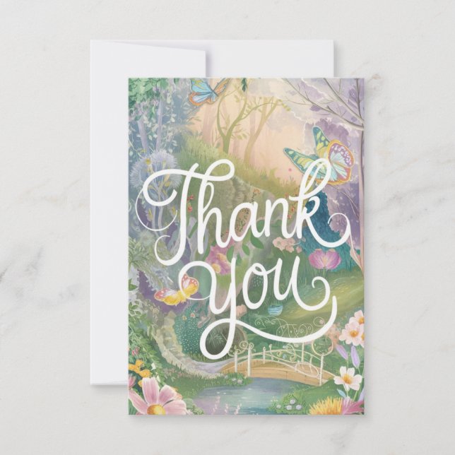 Charming Cute Wishes Woodland  Thank You Card (Front)
