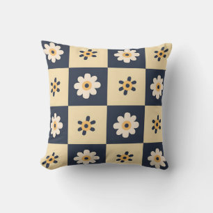 Charming Daisy Checkered Pattern Throw Pillow