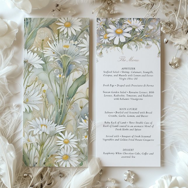 Charming Daisy Wedding Menu Delicate Pastel Invitation (Creator Uploaded)
