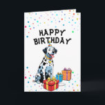 Charming Dalmatian with Gift Boxes Birthday Card<br><div class="desc">A Dalmatian with birthday gifts,  great for birthday-themed decorations.</div>
