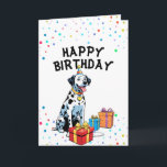 Charming Dalmatian with Gift Boxes Birthday Card<br><div class="desc">A Dalmatian with birthday gifts,  great for birthday-themed decorations.</div>