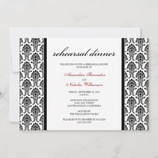 Charming Damask Rehearsal Dinner Invite (black)