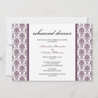 Charming Damask Rehearsal Dinner Invite (lavender)