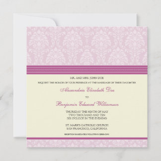 Charming Damask Square Wedding Invitation: violet Invitation
