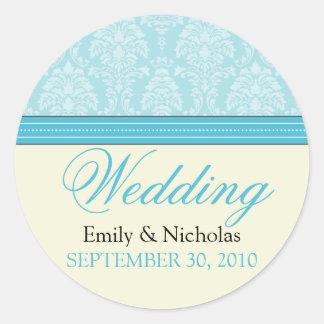 Charming Damask Wedding Invitation Seal (aqua)