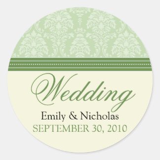 Charming Damask Wedding Invitation Seal (green)