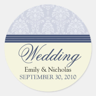 Charming Damask Wedding Invitation Seal (navy)