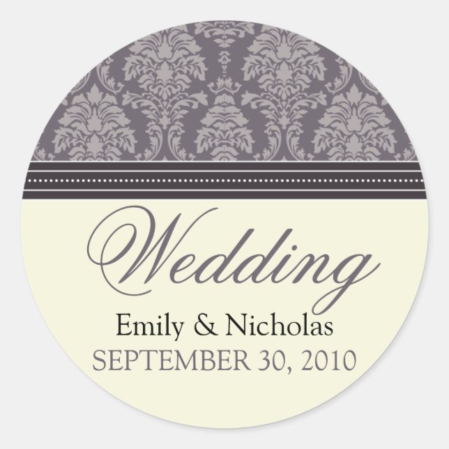 Charming Damask Wedding Invitation Seal (plum) (Front)
