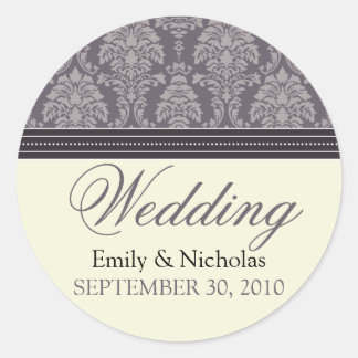 Charming Damask Wedding Invitation Seal (plum)