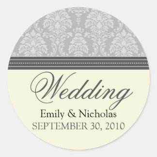 Charming Damask Wedding Invitation Seal (silver)