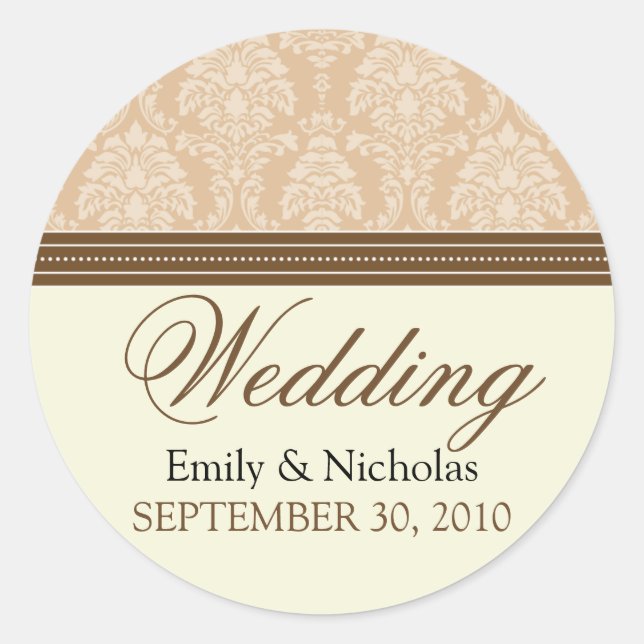 Charming Damask Wedding Invitation Seal (taupe) (Front)