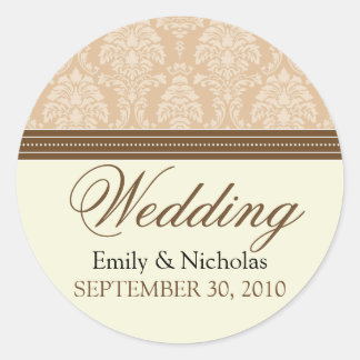 Charming Damask Wedding Invitation Seal (taupe)